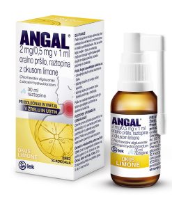 Angal 2 mg/0,5 mg v 1 ml oralno pršilo, raztopina z okusom limone, 30 ml