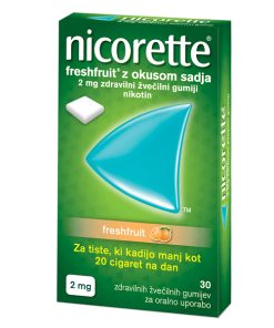 Nicorette Freshfruit 2 mg zdravilni žvečilni gumiji, 30x