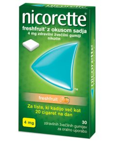 Nicorette Freshfruit 4 mg zdravilni žvečilni gumiji, 30x