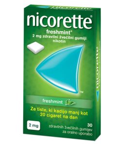Nicorette Freshmint 2 mg zdravilni žvečilni gumiji, 30x