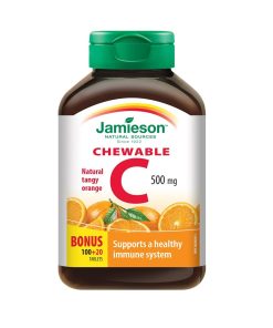 Jamieson Vitamin C 500 mg, 120 žvečljivih tablet z okusom pomaranče